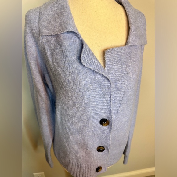 Sz XL Pink Rose periwinkle blue button front collared cardigan sweater very soft - Picture 3 of 8